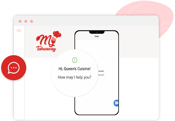 In-app live chat 24/7 dedicated support team display, offering help to a Restaurant.