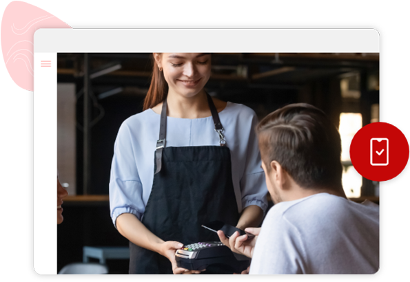 A restaurant owner is smiling using Integrated Payment Gateway as his business makes more profit with zero monthly rental.