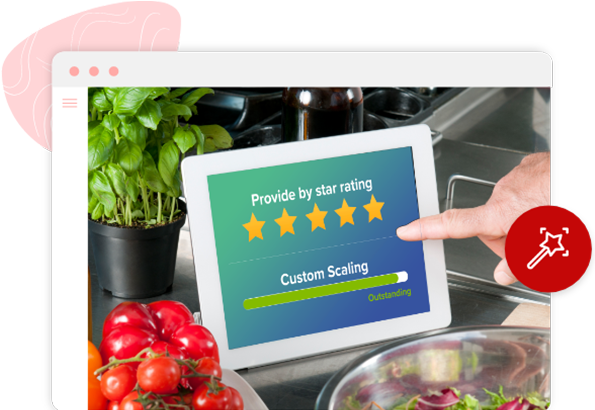 Customised survey questions from Foodhub POS touchscreen being collated using a star rating.
