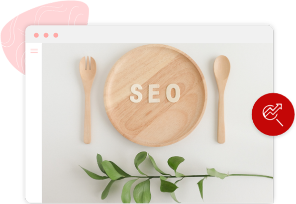 SEO as a symbol of a meal upon a plate on a table, a feature which brings searching for a restaurant/takeaway simple.