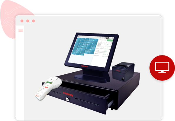 A complete Hardware solution pre-installed and ready, POS 15” touchscreen, APOS, printer, payment gateway and cash drawer.