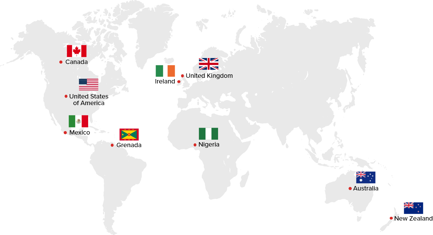 Supported Countries Map