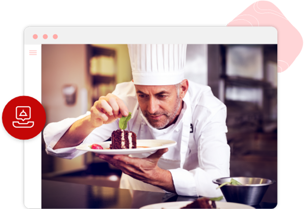 A content chef using Kitchen Display which gives him the time to perfect his food and see the orders as he works.