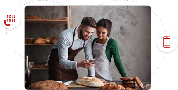 A restaurant management couple utilising Foodhub’s toll free mobile chat support form their bread making business.